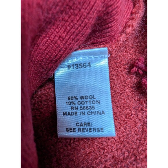 Cabela's Boiled Wool Cardigan Sweater Womens L Rust Red Button Up Pockets - Picture 6 of 11